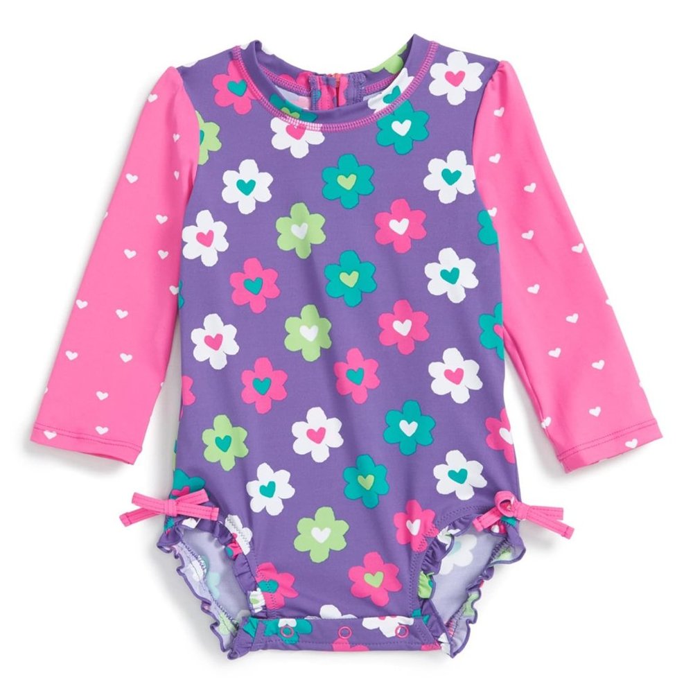 Hatley 1 piece Rashguard Floral & Hearts